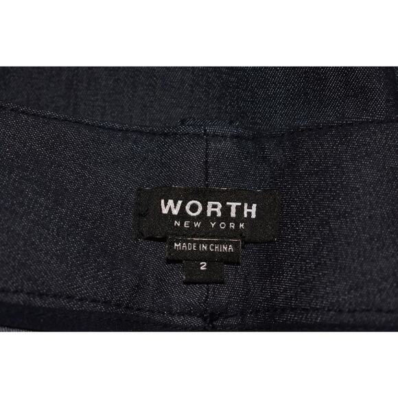 WORTH NEW YORK NEW $295 Navy Stretch Chambray Slim Leg Trouser Pants Size 2 - Picture 3 of 3